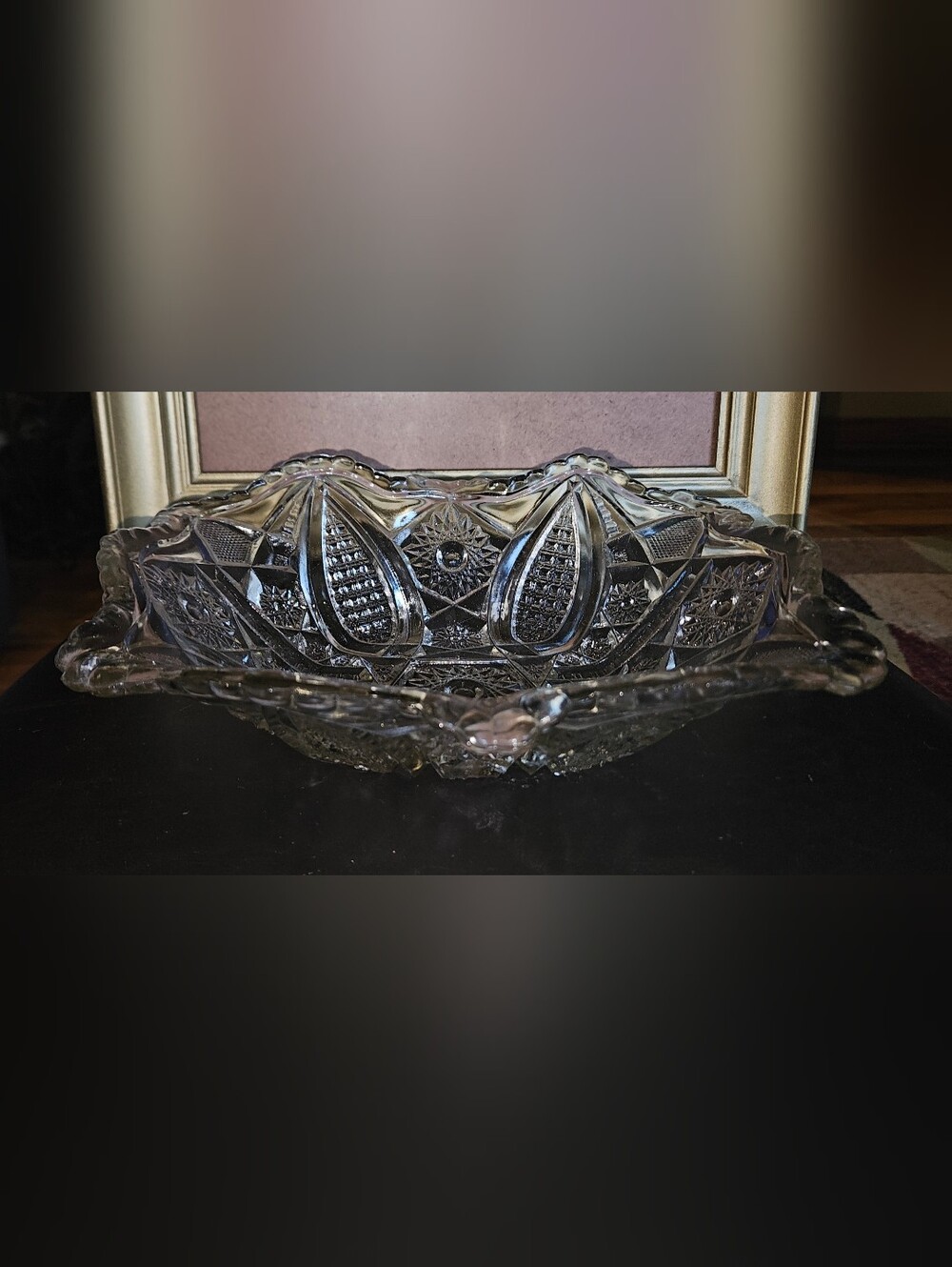 Indiana Vintage Paneled Daisy and Fine Cut Rectangle Clear Glass Fruit Bowl